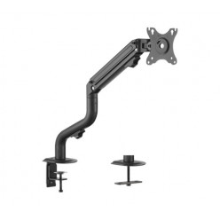 Arm for 1 monitor 17--32- - Gembird MA-DA1-02, Adjustable desk display mounting arm, Gas spring 2-8kg, VESA 75/100, arm rotates, extends and retracts, tilts to change reading angles, and allows to rotate display from landscape-to-portrait mode